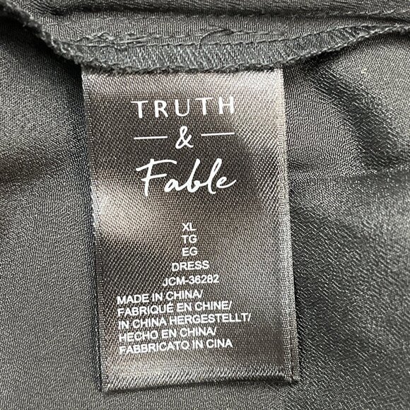 Truth & Fable Dress Womens XL Black Sheer Lace Bodice Chiffon Maxi Crochet Event - Picture 10 of 11